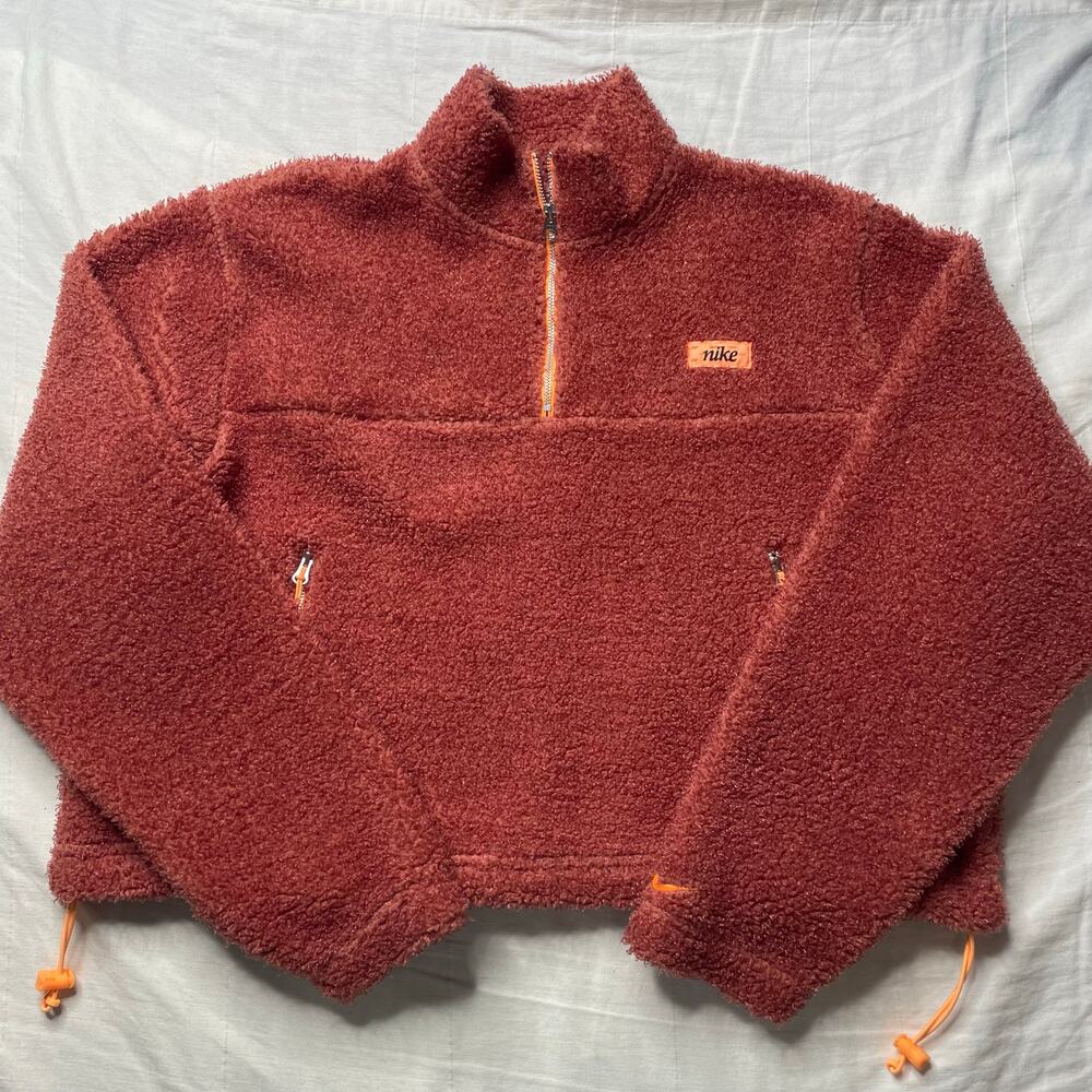 Nike Therma Fit Crop Sherpa Fleece Pullover Jacket XL Women's Athleisure Comfy